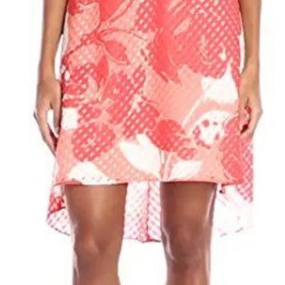 Vince Camuto Floral Shift Dress Size 10 Coral High Low Sleeveless NWT - Picture 5 of 8